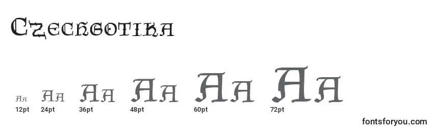 Größen der Schriftart Czechgotika (91308)