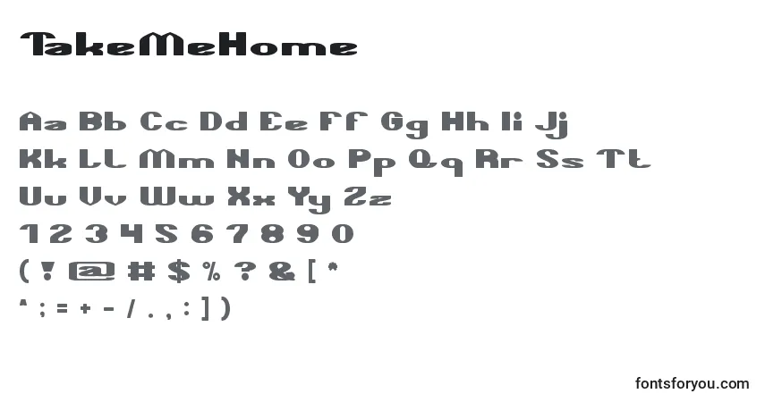 Czcionka TakeMeHome – alfabet, cyfry, specjalne znaki