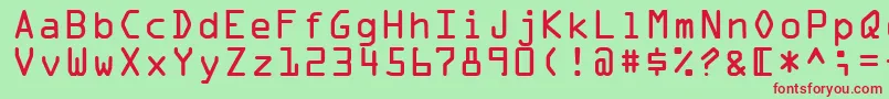 OcrARegular Font – Red Fonts on Green Background