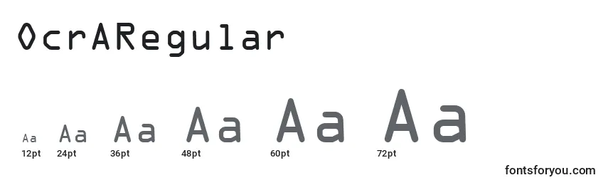 Размеры шрифта OcrARegular