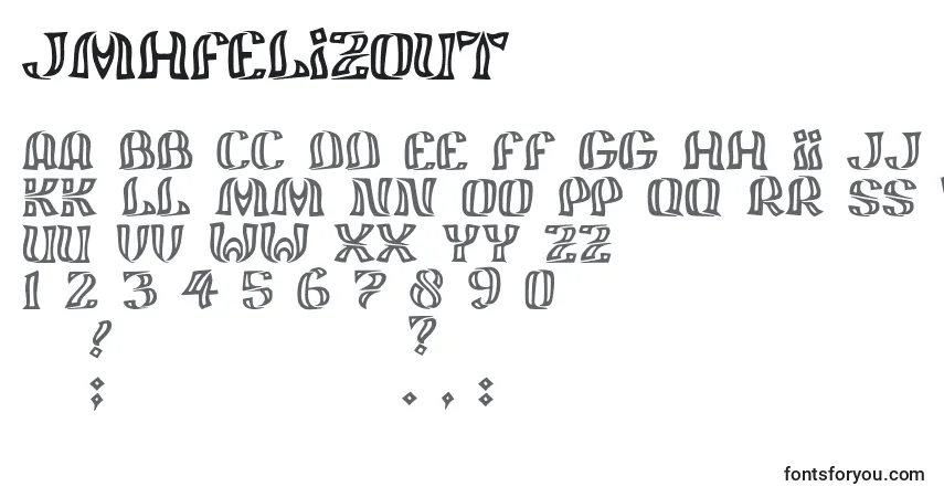 Schriftart JmhFelizOut – Alphabet, Zahlen, spezielle Symbole