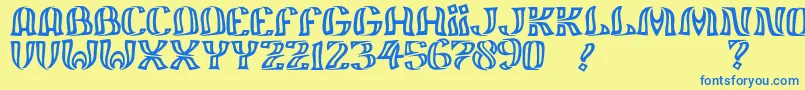 JmhFelizOut Font – Blue Fonts on Yellow Background