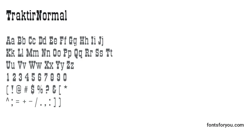 A fonte TraktirNormal – alfabeto, números, caracteres especiais