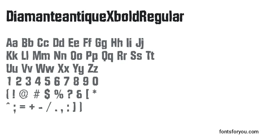 Czcionka DiamanteantiqueXboldRegular – alfabet, cyfry, specjalne znaki