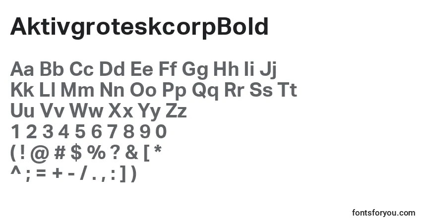 Schriftart AktivgroteskcorpBold – Alphabet, Zahlen, spezielle Symbole