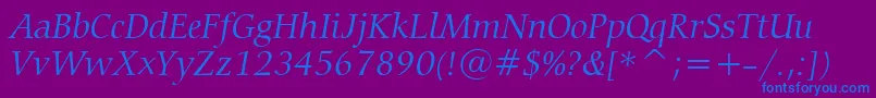 CarminaLightItalicBt Font – Blue Fonts on Purple Background