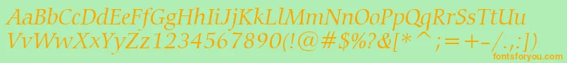 CarminaLightItalicBt Font – Orange Fonts on Green Background