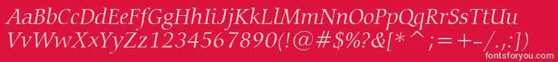 CarminaLightItalicBt Font – Pink Fonts on Red Background