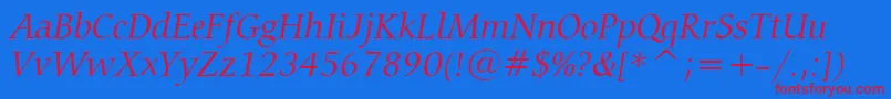 CarminaLightItalicBt Font – Red Fonts on Blue Background