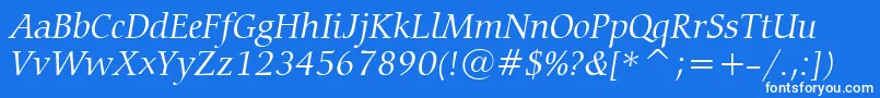 CarminaLightItalicBt Font – White Fonts on Blue Background