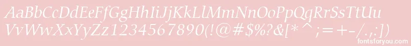 CarminaLightItalicBt Font – White Fonts on Pink Background