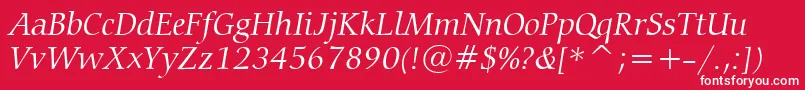 CarminaLightItalicBt Font – White Fonts on Red Background