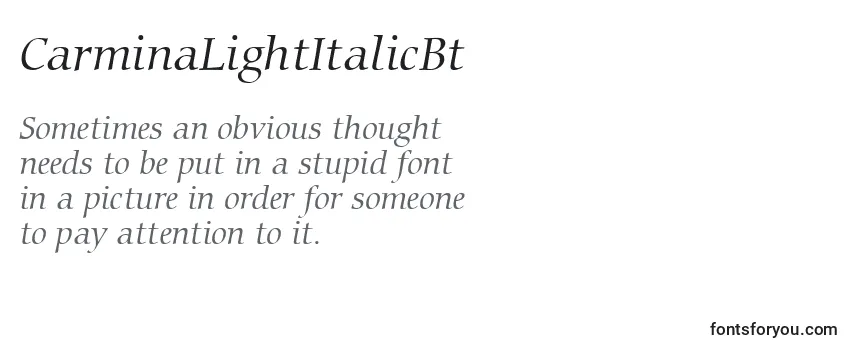Review of the CarminaLightItalicBt Font