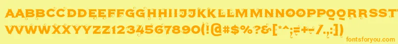 フォントAgreloy – オレンジの文字が黄色の背景にあります。