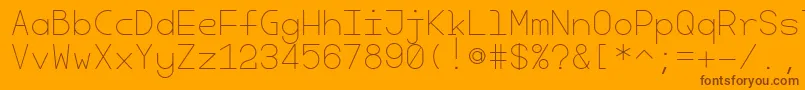 Weitere Informationen zur CherryMonospaceLight-Schriftart CherryMonospaceLight-Schriftart – Braune Schriften auf orangefarbenem Hintergrund
