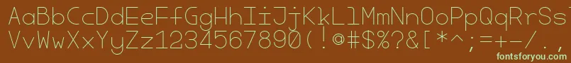 フォントCherryMonospaceLight – 緑色の文字が茶色の背景にあります。
