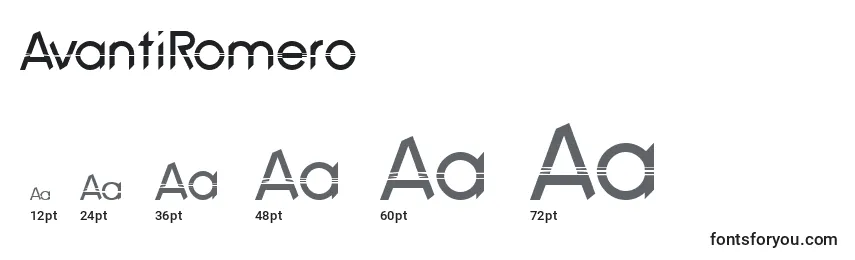 Размеры шрифта AvantiRomero