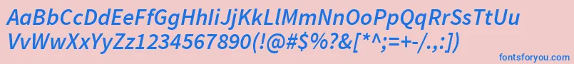 SourcesansproSemibolditalic Font – Blue Fonts on Pink Background