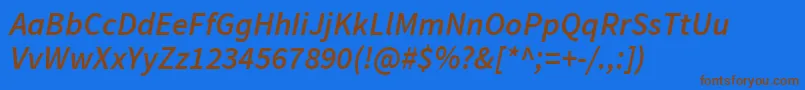SourcesansproSemibolditalic Font – Brown Fonts on Blue Background