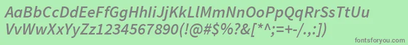 SourcesansproSemibolditalic Font – Gray Fonts on Green Background