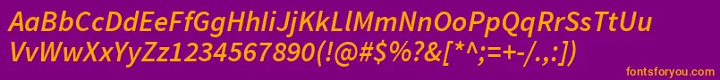 SourcesansproSemibolditalic Font – Orange Fonts on Purple Background