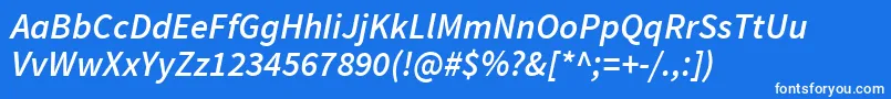 SourcesansproSemibolditalic Font – White Fonts on Blue Background