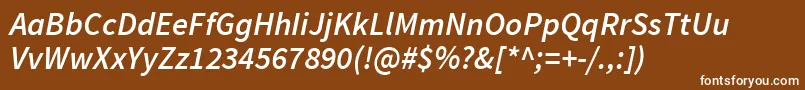 フォントSourcesansproSemibolditalic – 茶色の背景に白い文字