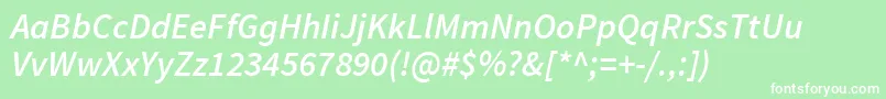 SourcesansproSemibolditalic Font – White Fonts on Green Background