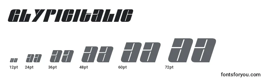 Размеры шрифта GlypicItalic