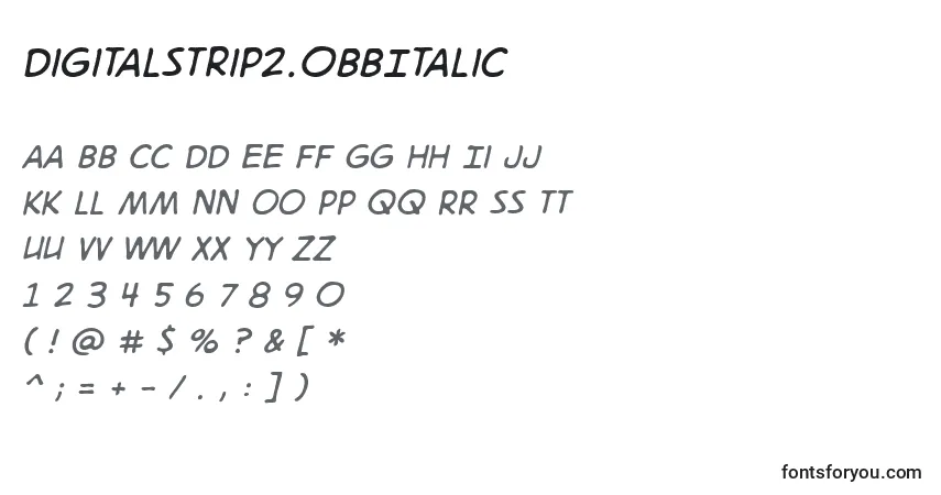 Czcionka Digitalstrip2.0BbItalic – alfabet, cyfry, specjalne znaki