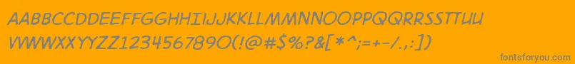 Lisätietoja Digitalstrip2.0BbItalic-fontista Digitalstrip2.0BbItalic-fontti – harmaat kirjasimet oranssilla taustalla