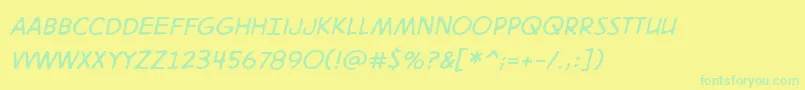 Digitalstrip2.0BbItalic-fontti – vihreät fontit keltaisella taustalla