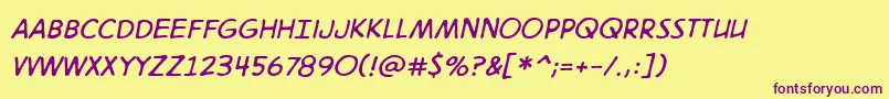 Digitalstrip2.0BbItalic Font – Purple Fonts on Yellow Background