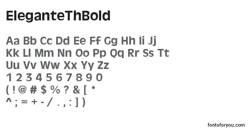 Fuente EleganteThBold - alfabeto, números, caracteres especiales
