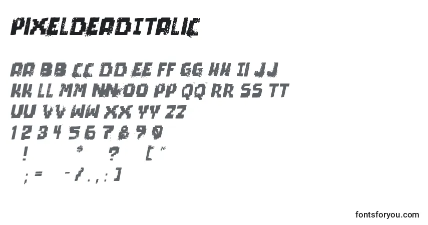 PixelDeadItalicフォント–アルファベット、数字、特殊文字