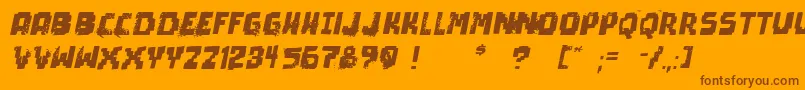 PixelDeadItalic-Schriftart – Braune Schriften auf orangefarbenem Hintergrund