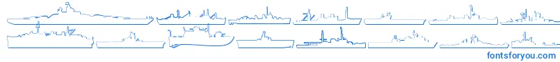 Fonte Usnavy3D – fontes azuis em um fundo branco