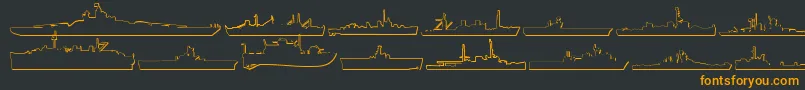 Fonte Usnavy3D – fontes laranjas em um fundo preto