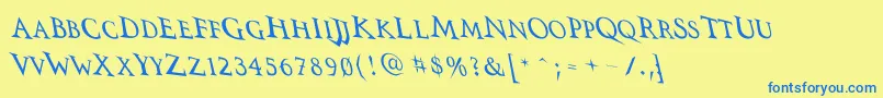 Vtcswitchbladeromancedrunk Font – Blue Fonts on Yellow Background