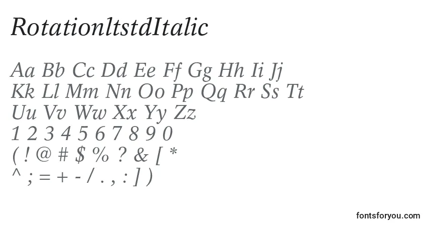 Fuente RotationltstdItalic - alfabeto, números, caracteres especiales