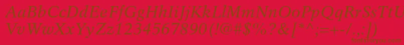Fonte RotationltstdItalic – fontes marrons em um fundo vermelho