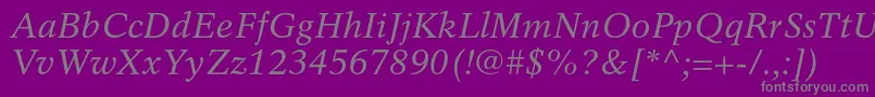 フォントRotationltstdItalic – 紫の背景に灰色の文字