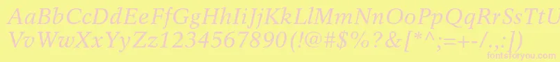 RotationltstdItalic Font – Pink Fonts on Yellow Background