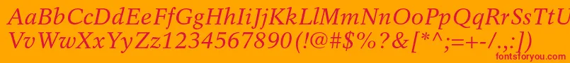 フォントRotationltstdItalic – オレンジの背景に赤い文字