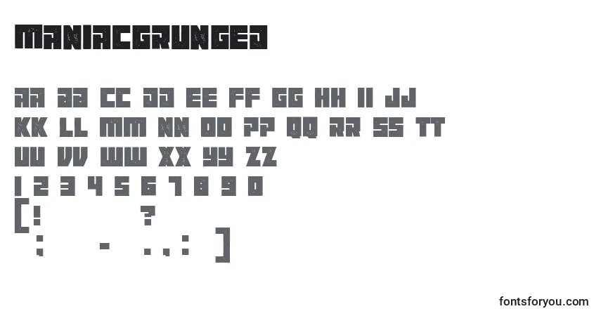 A fonte Maniacgrunged – alfabeto, números, caracteres especiais