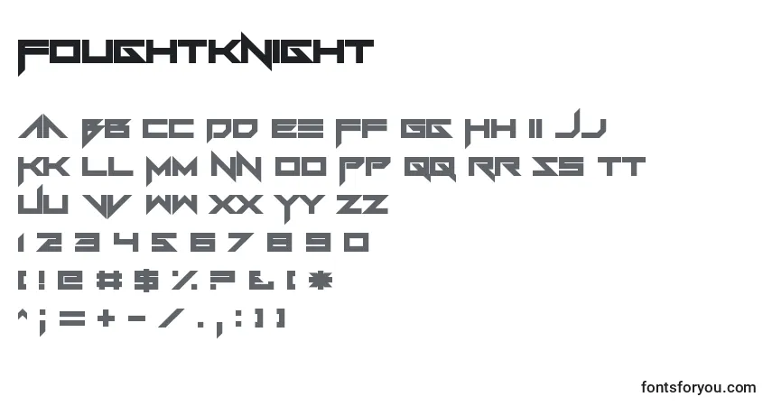 A fonte Foughtknight – alfabeto, números, caracteres especiais