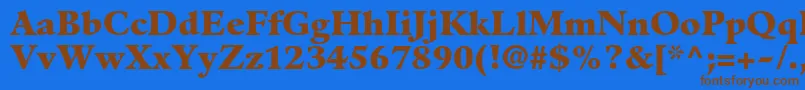 フォントGuardiltstdBlack – 茶色の文字が青い背景にあります。