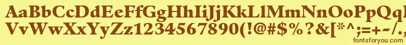 フォントGuardiltstdBlack – 茶色の文字が黄色の背景にあります。
