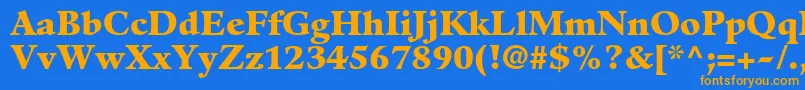 フォントGuardiltstdBlack – オレンジ色の文字が青い背景にあります。