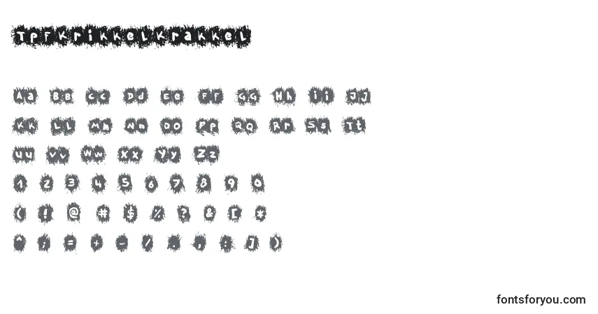 Schriftart TpfKrikkelKrakkel – Alphabet, Zahlen, spezielle Symbole